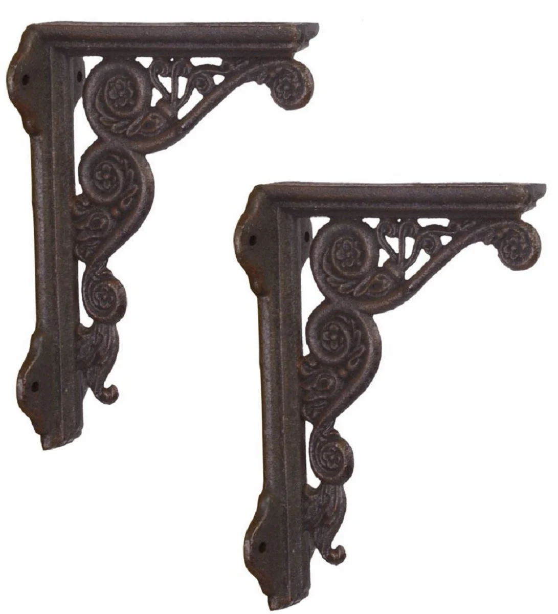 Casa Padrino Conjunto de Soporte de Pared Art Nouveau de Hierro Fundido Marrón Oscuro Antiguo 13,7 x H. 19,6 cm - Decoración de Pared - Accesorios Deco