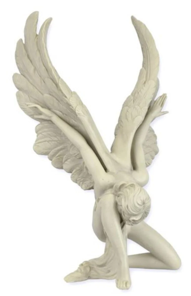 Casa Padrino figura decorativa de resina ángel crema 20,5 x 21,2 x A. 34,1 cm - Elegante escultura decorativa de resina sintética - Decoración de escritorio - Decoración de salón