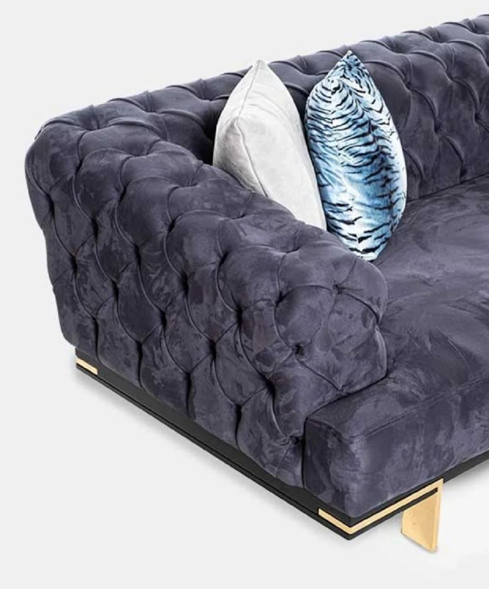 Casa Padrino sof¨¢ Chesterfield de lujo de 3 plazas p¨²rpura / negro / oro 250 x 100 x A. 65 cm - Sof¨¢ de sal¨®n - Muebles de sal¨®n - Muebles Chesterfield - Muebles de lujo - Interior de sal¨®n