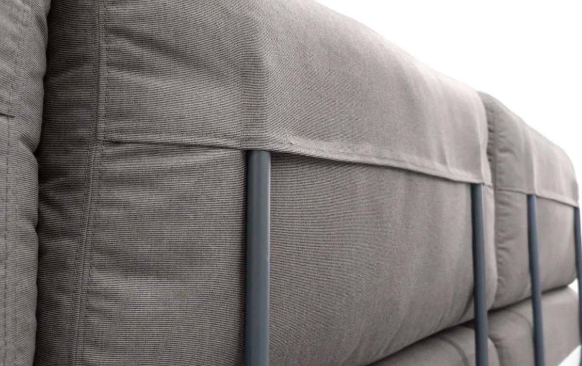 Casa Padrino sofá de jardín de lujo blanco mate / gris oscuro 330 x 95 x A. 90 cm - Sofá de jardín resistente a la intemperie con respaldo ajustable - Muebles de Hotel - Calidad de Lujo