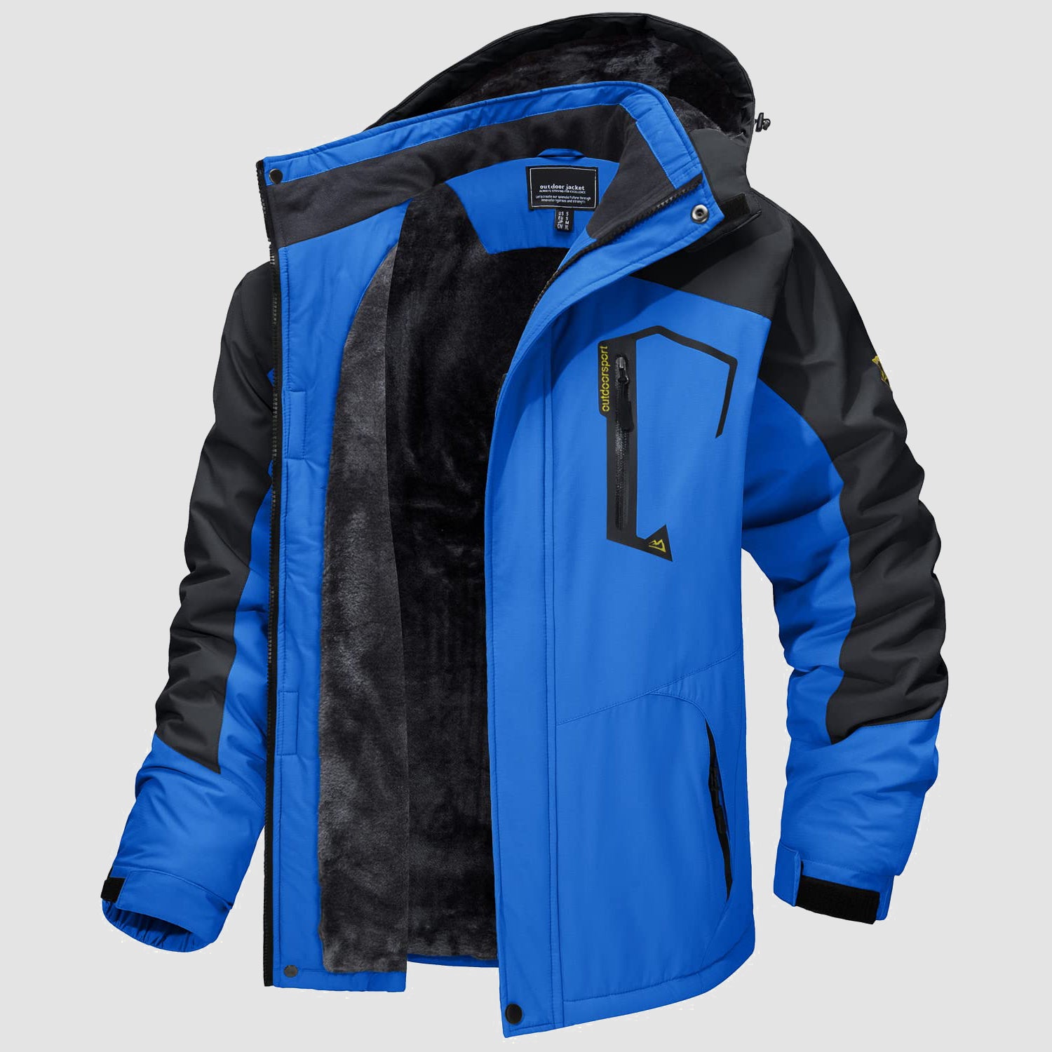 Men's Winter Jacket Water Repellent Ski Snow Jacket Warm Fleece Coat Parka Raincoats With Multi-Pockets