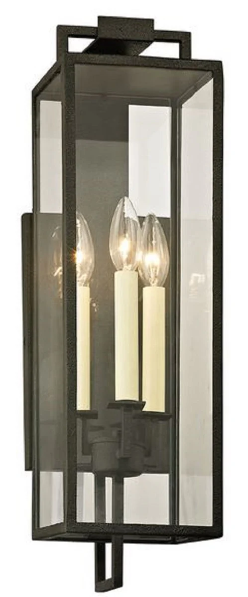 Casa Padrino lámpara de pared de lujo negro 15,2 x 18,4 x H. 54,6 cm - Lámpara de Pared para Interiores / Exteriores