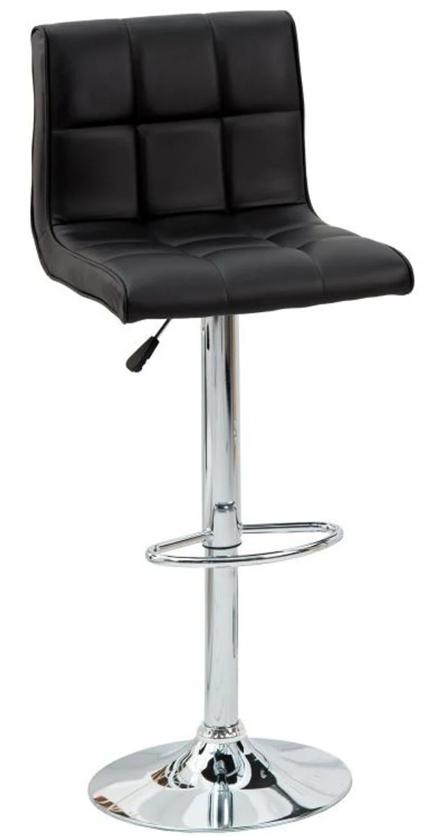 Casa Padrino Designer Barstool Faux Leather Black - Taburetes de bar - Furniture Restaurant Hotel