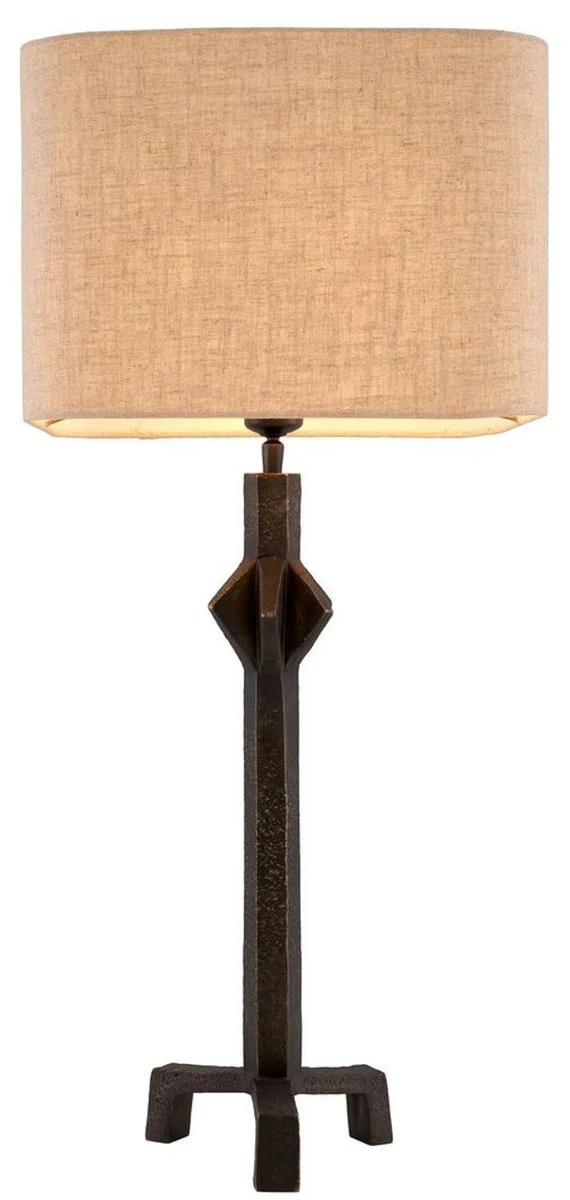 Casa Padrino lámpara de mesa de lujo bronce / beige 35 x 35 x A. 78,5 cm - Lámpara de escritorio con pantalla cuadrada - Lámparas de mesa de lujo - Lámparas de escritorio de lujo