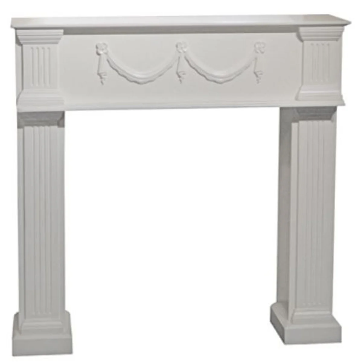 Casa Padrino country house fireplace surround with ornaments high gloss white 120 x 30 x H. 120 cm - Living Room Furniture