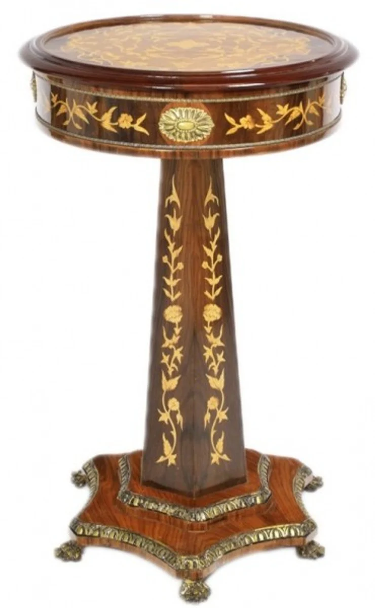 Casa Padrino Baroque Side Table Mahogany inlaid H110 x 55cm - Louis XVI antique style table - furniture