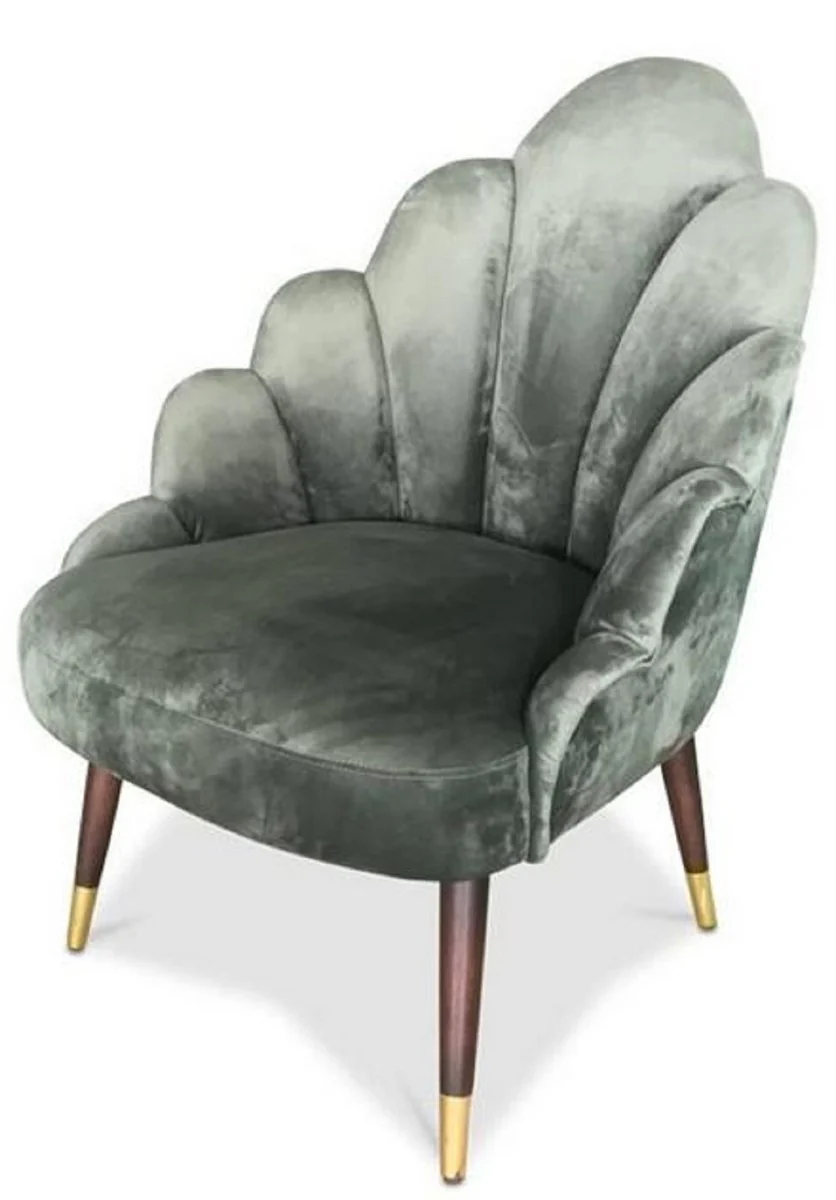 Casa Padrino sill¨®n de terciopelo para sala de estar verde / marr¨®n / oro 70 x 79 x H. 93 cm - Muebles para Sala de Estar de Lujo