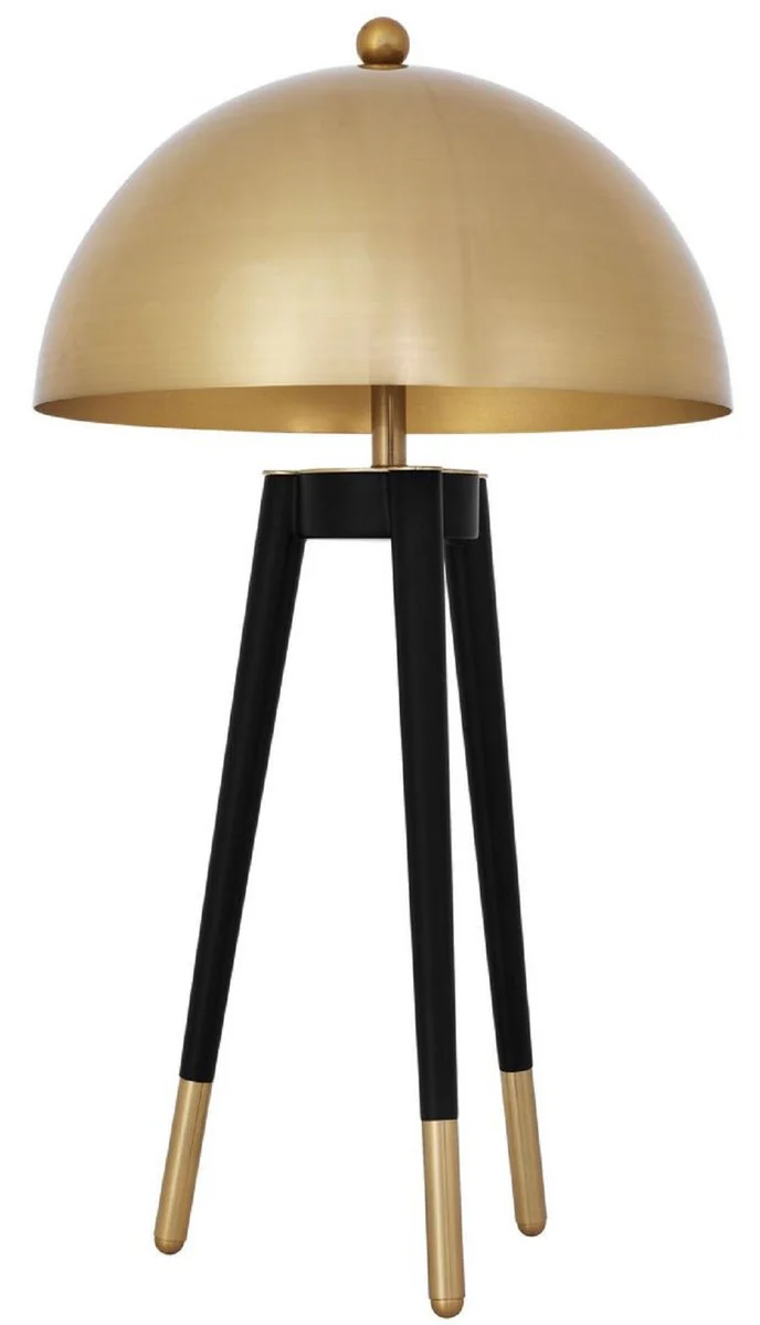 Casa Padrino lámpara de mesa de lujo oro / negro Ø 38,5 x A. 69 cm - Lámpara de Mesa Trípode Moderna con Pantalla Redonda de Metal