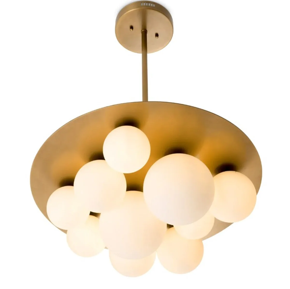 Casa Padrino l¨¢mpara de ara?a de lujo acabado lat¨®n antiguo / vidrio blanco ? 70 cm x A. 28 cm