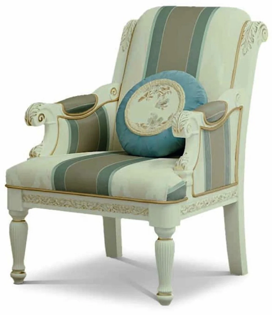 Casa Padrino sill¨®n barroco de lujo crema / blanco / oro - Muebles barrocos - Hecho en Italia