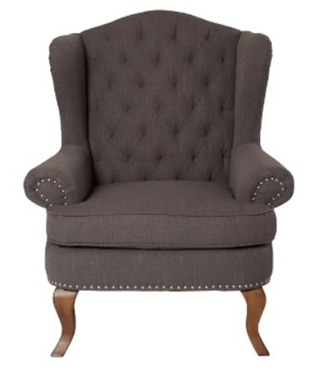 Casa Padrino Luxury Chesterfield Ears Armchair Dark Gray 87 x 89 x H. 109 cm - Living Room Furniture