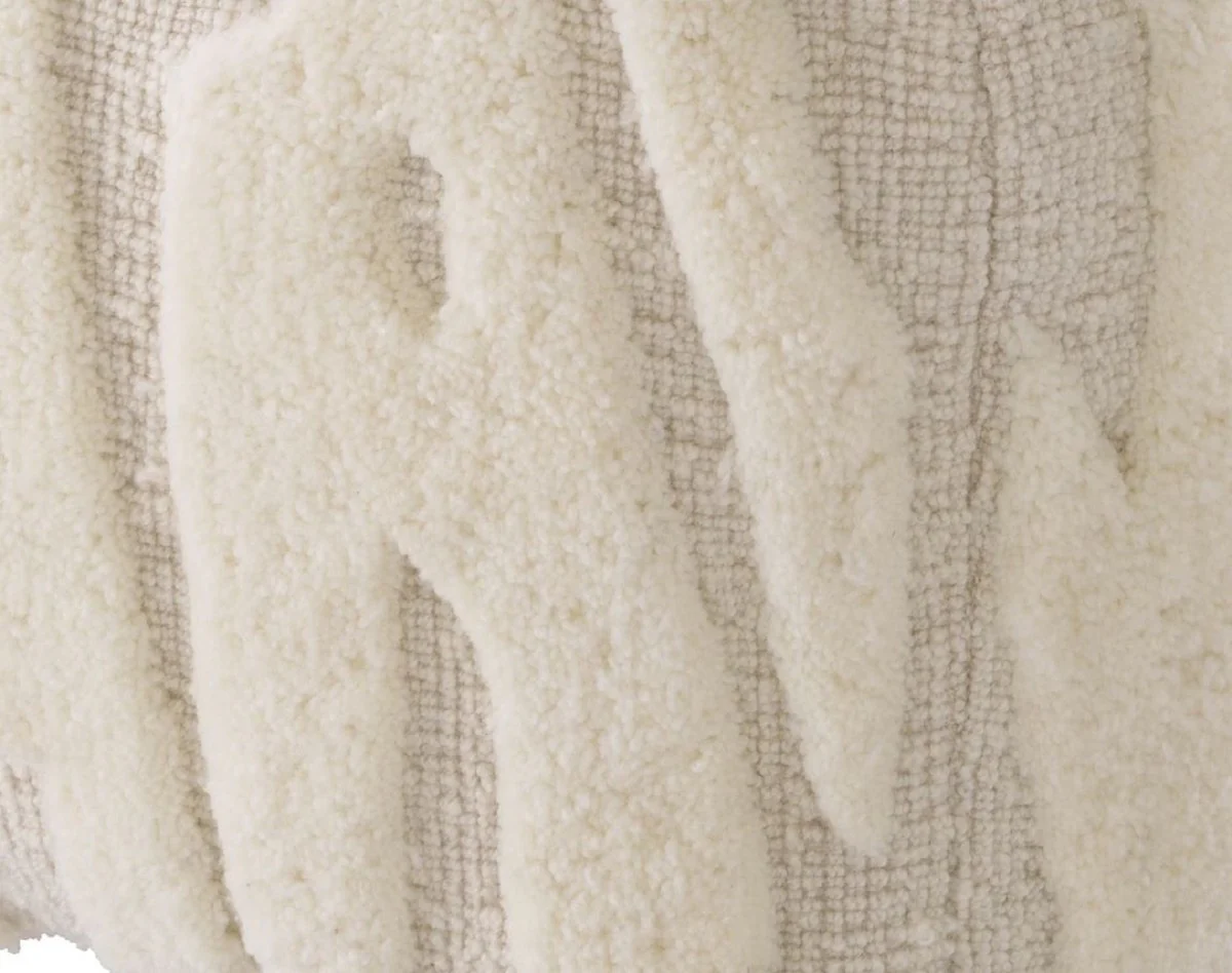 Casa Padrino taburete de lujo marfil 60 x 60 x A. 40 cm - Puf de sal¨®n cuadrado con lana de Nueva Zelanda tejida a mano - Muebles de sal¨®n - Muebles de lujo - Interiores de lujo