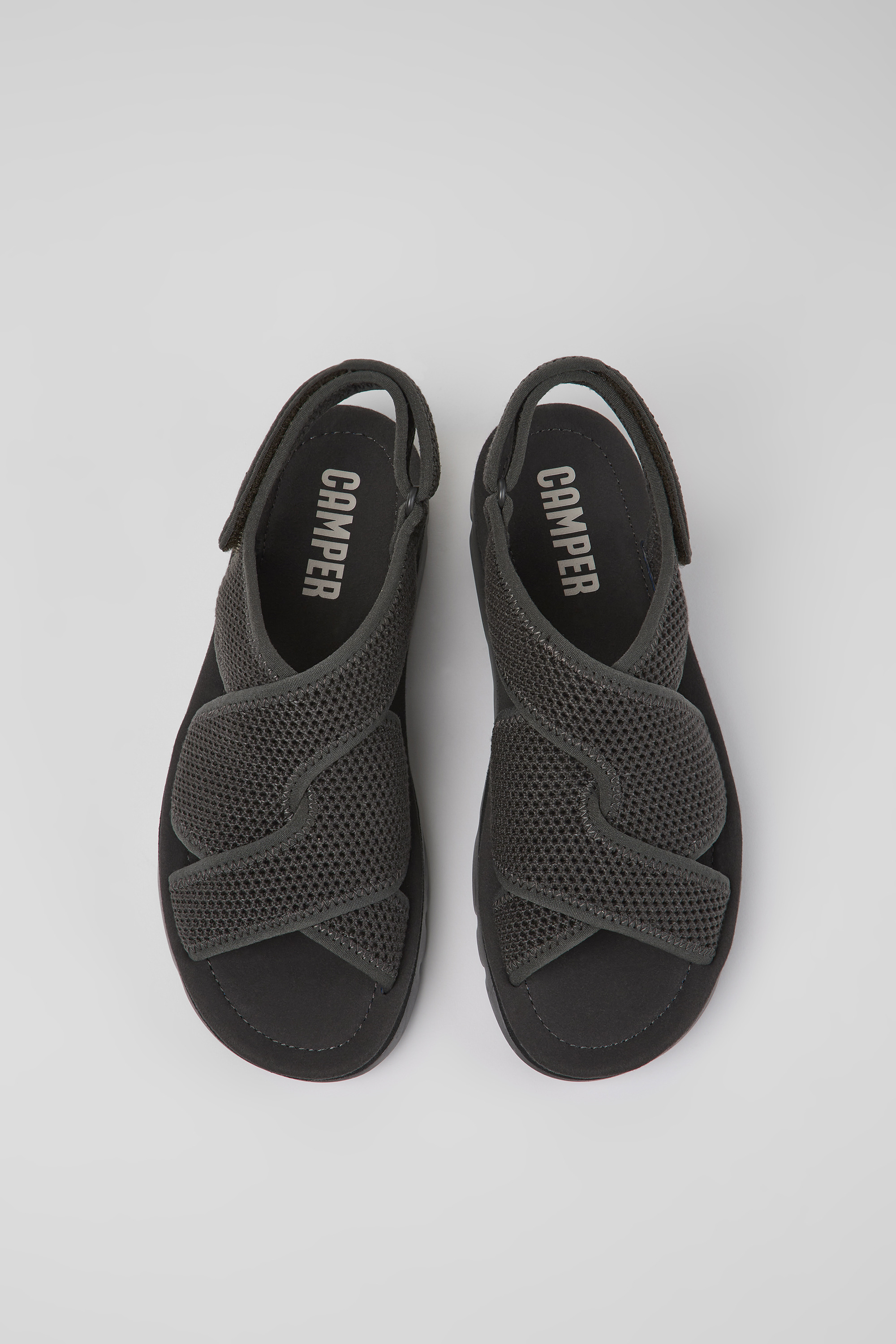Oruga - Dark gray textile sandals for women