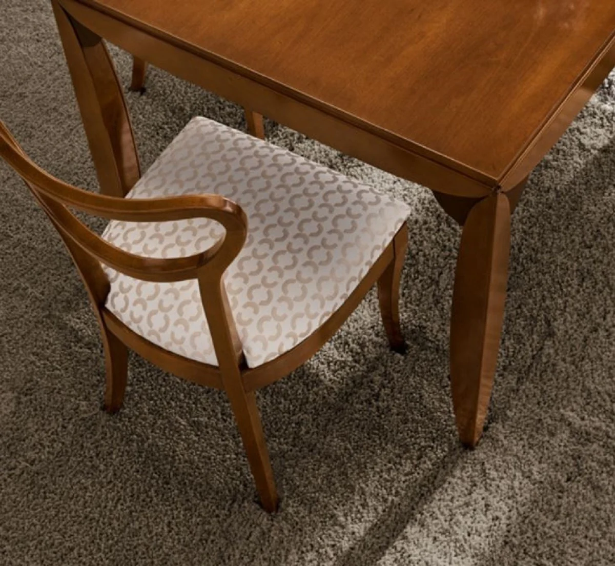 Casa Padrino conjunto de sillas de comedor Biedermeier de lujo crema / oro / marr¨®n - Conjunto de sillas de cocina de 6 - Muebles de comedor Biedermeier - Calidad de Lujo - Hecho en Italia