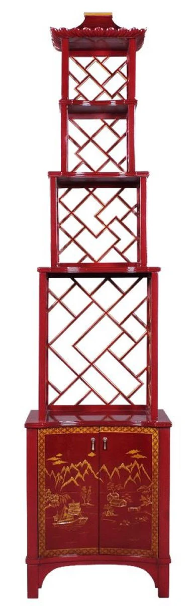 Casa Padrino Etagere de Lujo Estilo Chino Rojo / Oro 54 x 37 x A. 219 cm - Accesorios de Hotel y Restaurante