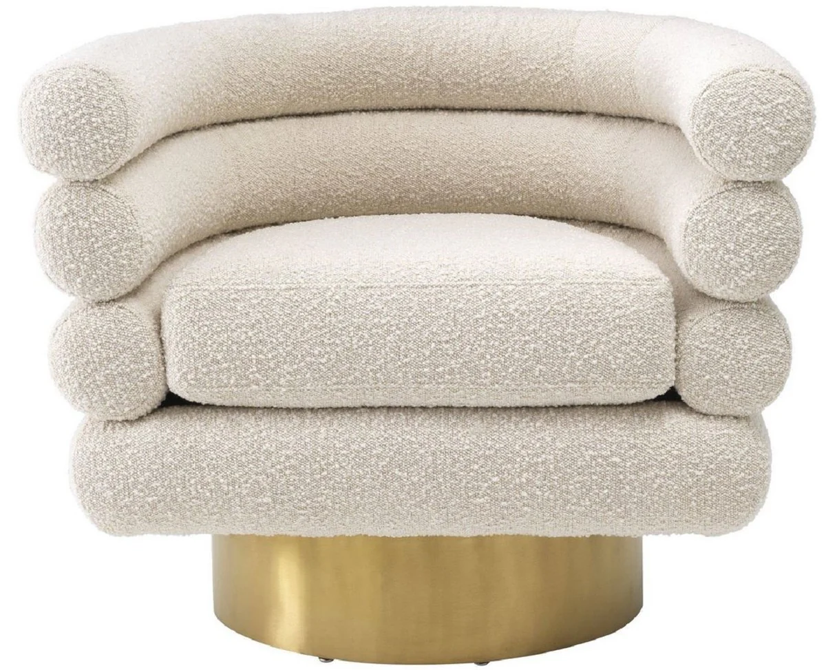 Casa Padrino sill¨®n giratorio de lujo crema / lat¨®n 87 x 69 x A. 70 cm - Sill¨®n de Sal¨®n - Muebles de Lujo