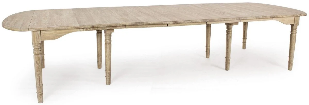 Casa Padrino mesa de comedor de madera maciza de lujo natural 152-382 x 120 x A. 78 cm - Mesa de cocina de madera maciza extensible - Muebles de comedor - Muebles de cocina - Muebles de lujo