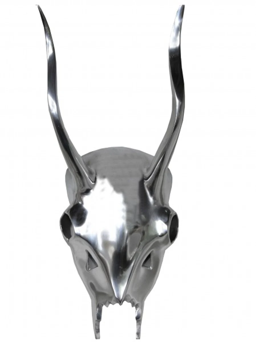 Casa Padrino designer decoration deer antlers in polished aluminum silver H 45 cm, W 18 cm - wall figure - antlers - antlers wall