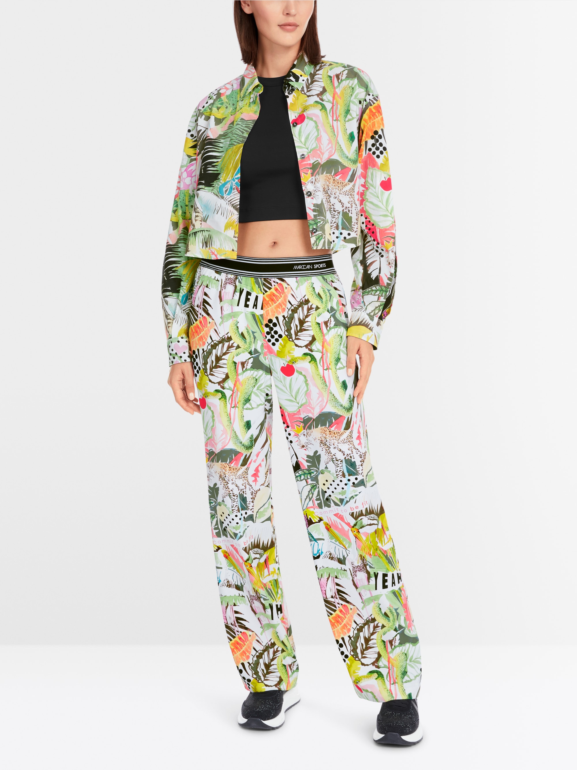 Marc-Cain WASHINGTON wide trousers with print