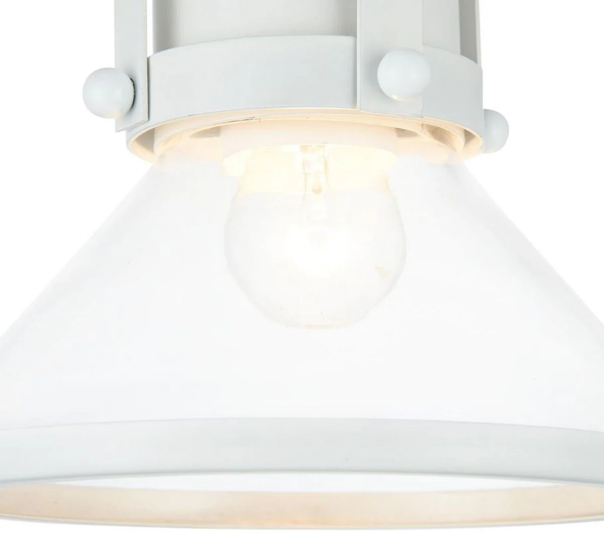 Casa Padrino lámpara colgante / luz colgante de lujo blanco Ø 18,5 x H. 23 cm - Luces y Lámparas