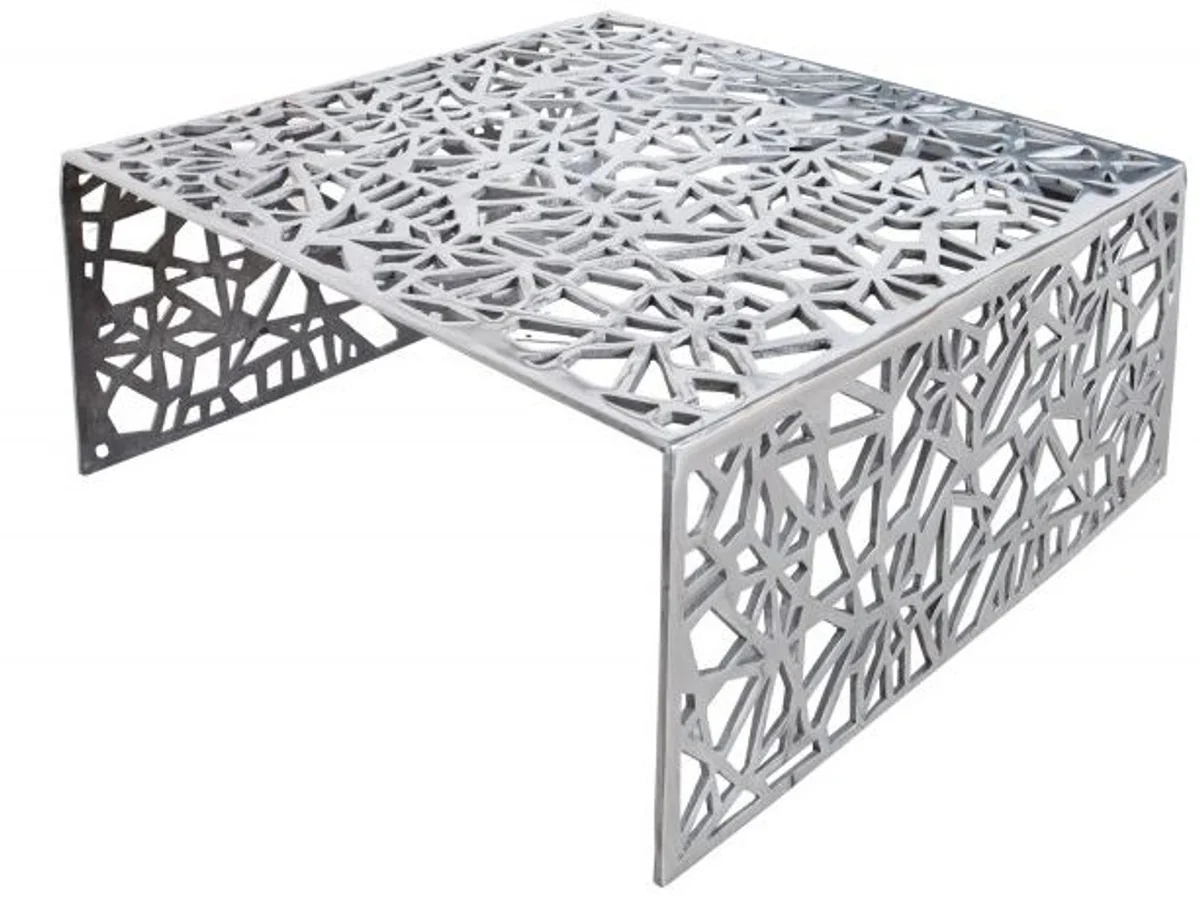 Mesa de centro Art Deco Casa Padrino metal plata 60 x 60 x A. 32 cm - Mesa Art Nouveau - Muebles de sala de estar