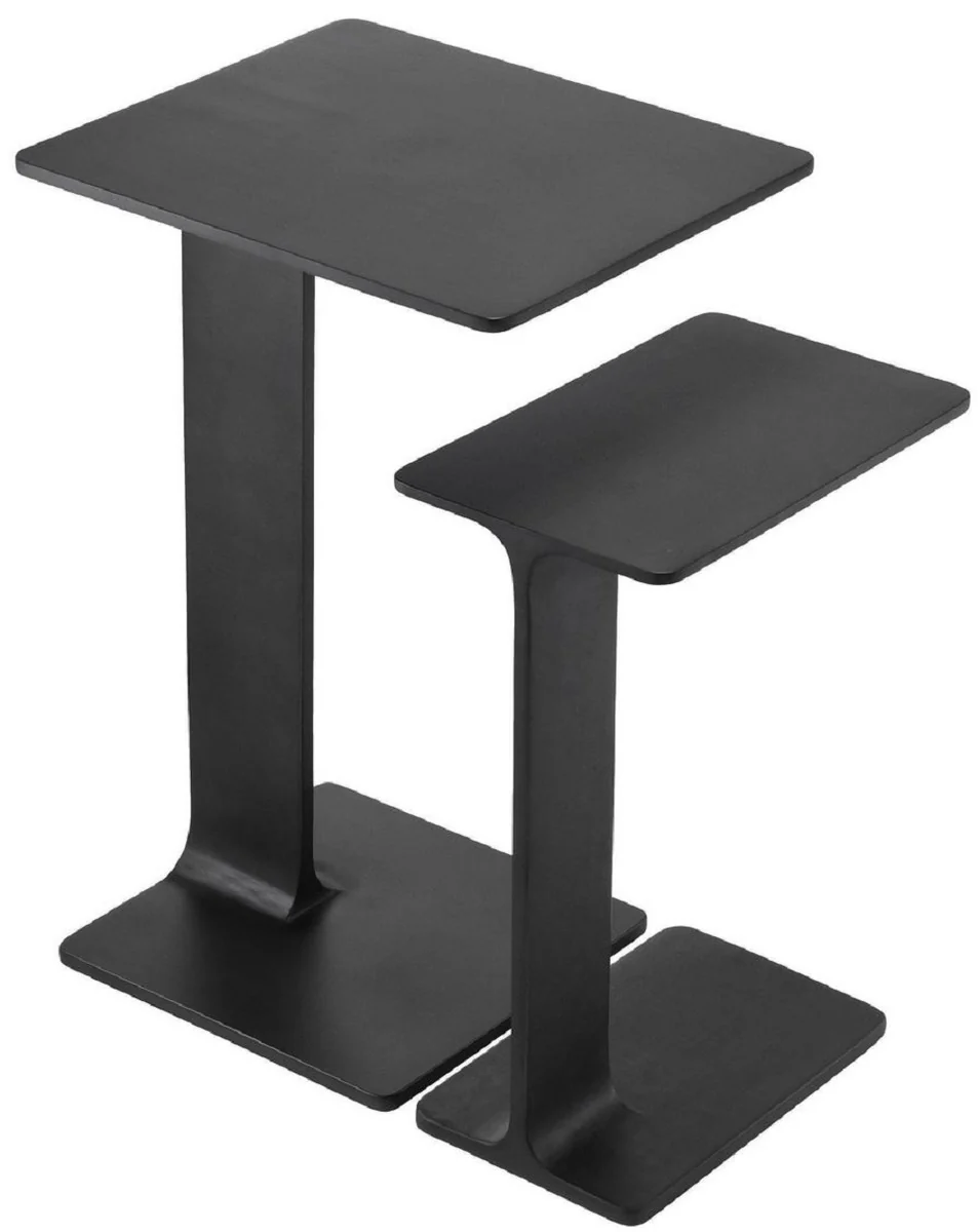 Casa Padrino conjunto de mesa auxiliar de lujo negro - 2 Mesas de aluminio de alta calidad - Muebles de sala - Calidad de Lujo