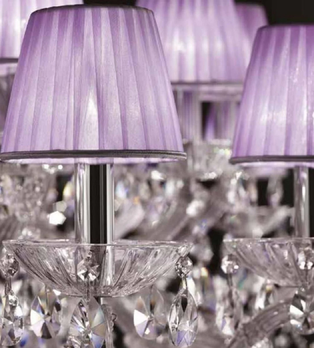 Casa Padrino araña de luces de cristal plata / púrpura Ø 165 x A. 95 cm - Gran lámpara de araña veneciana - Lámpara de castillo - Lámpara de palacio - Calidad de Lujo - Hecho en Italia