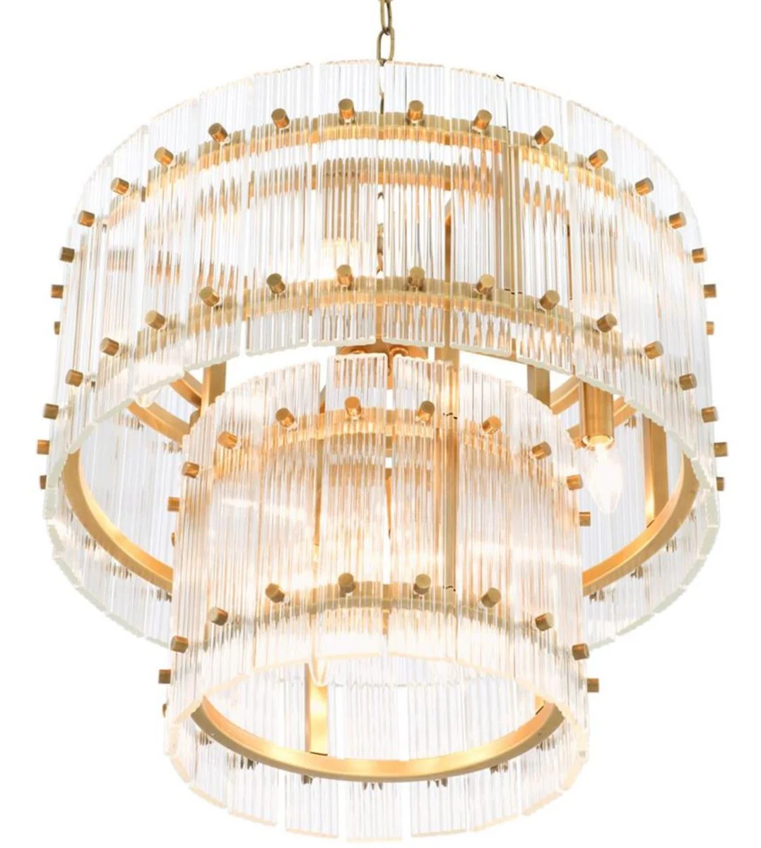 Casa Padrino Araña Latón Antiguo Ø 57 x H. 47 cm - Araña Redonda de Lujo