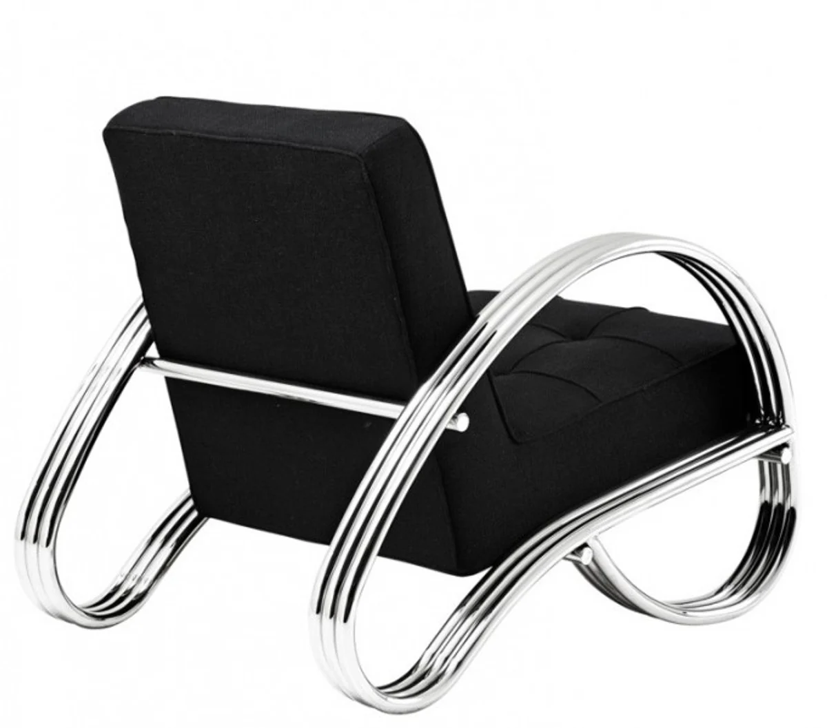Casa Padrino Art Deco chair chrome / black Mod4 - club chairs - Lounge chairs, lounge chairs