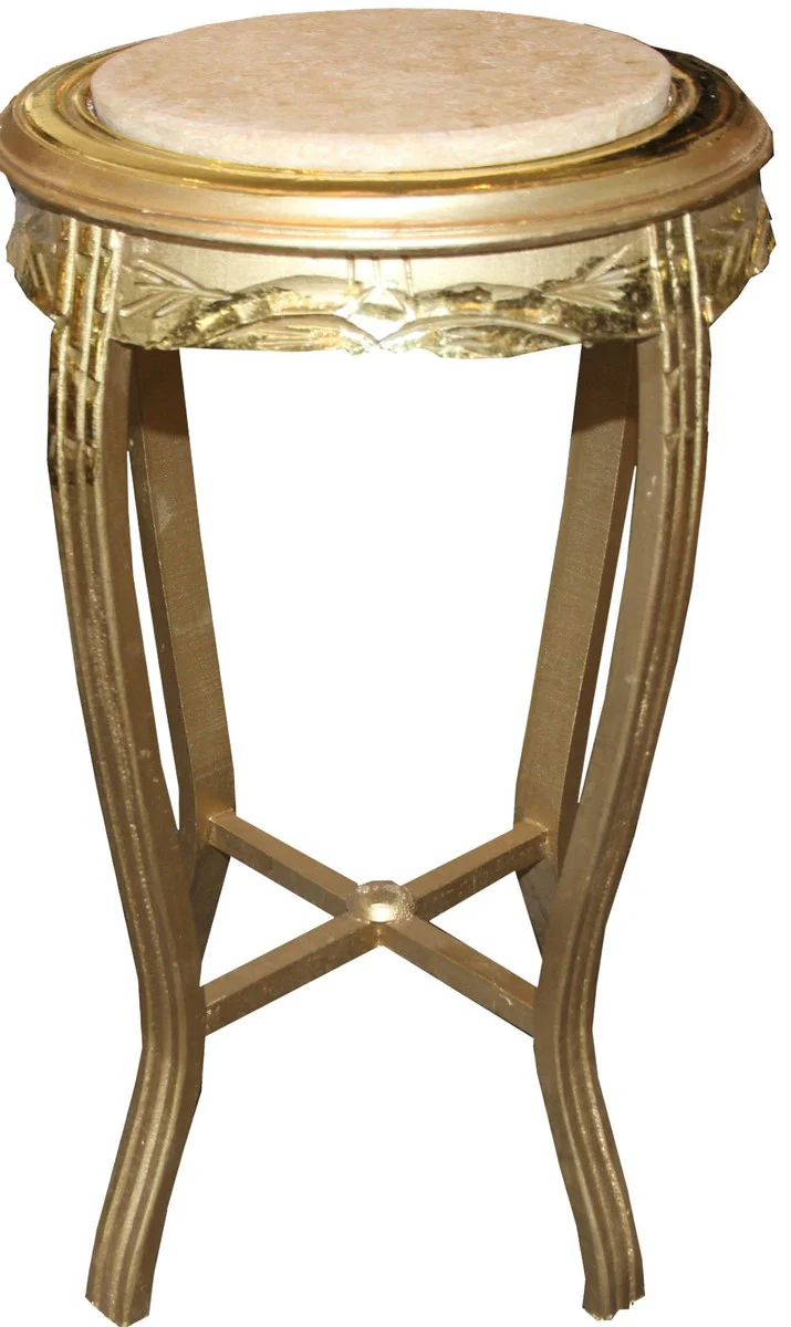 Mesa redonda barroca de Casa Padrino alrededor de la mirada antigua de oro / crema - 70 x 40 cm