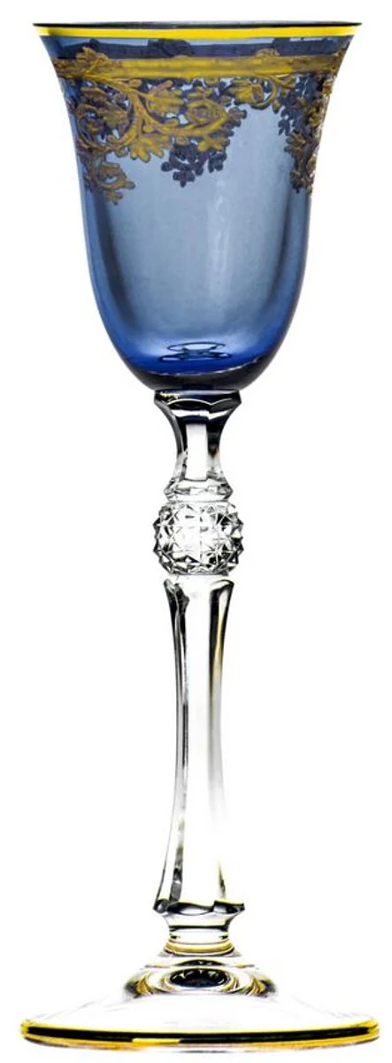 Casa Padrino conjunto de 6 vasos de licor barroco de lujo azul / oro ? 6,5 x A. 18,5 cm - Vasos de licor hechos a mano y pintados a mano - Accesorios para Hoteles y Restaurantes - Calidad de Lujo