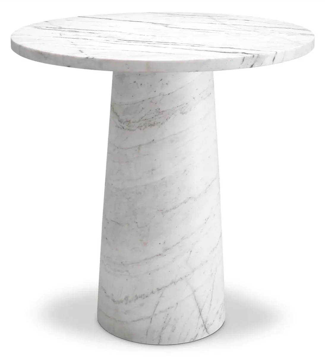 Casa Padrino mesa auxiliar de m¨¢rmol de lujo blanco ? 55 x A. 57 cm - Mesa redonda de m¨¢rmol de alta calidad - Muebles de m¨¢rmol - Muebles de lujo - Calidad de lujo