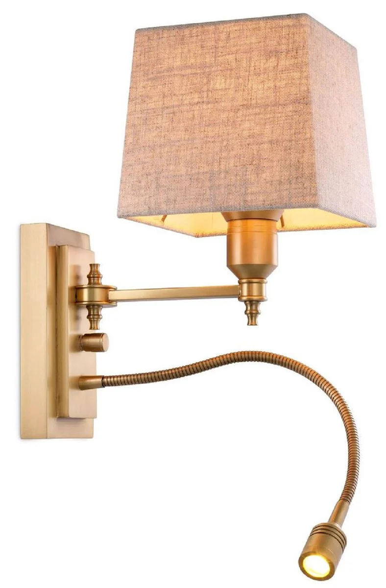 Casa Padrino lámpara de pared de lujo latón antiguo 14 x 25 x A. 30,5 cm - Lámpara de pared con luz de lectura LED giratoria - Luces de hotel - Luces de pared de lujo - Calidad de lujo