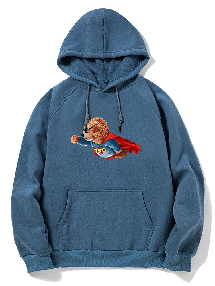 Superhero Bear Print Hoodie