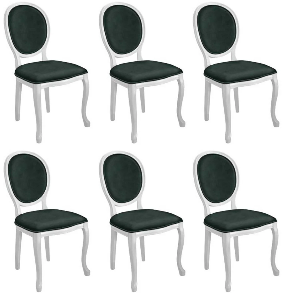 Casa Padrino conjunto de sillas de comedor barroco verde / blanco - 6 Sillas de cocina hecho a mano en estilo barroco - Muebles de comedor barrocos