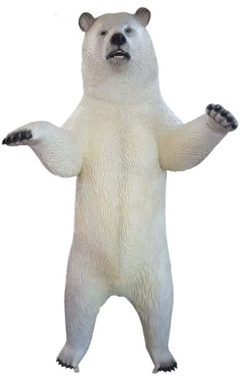 Casa Padrino escultura decorativa oso blanco / negro 118 x A. 240 cm - Figura Animal Decorativa de Tamaño Natural - Figura Decoración de Jardín Resistente a la Intemperie