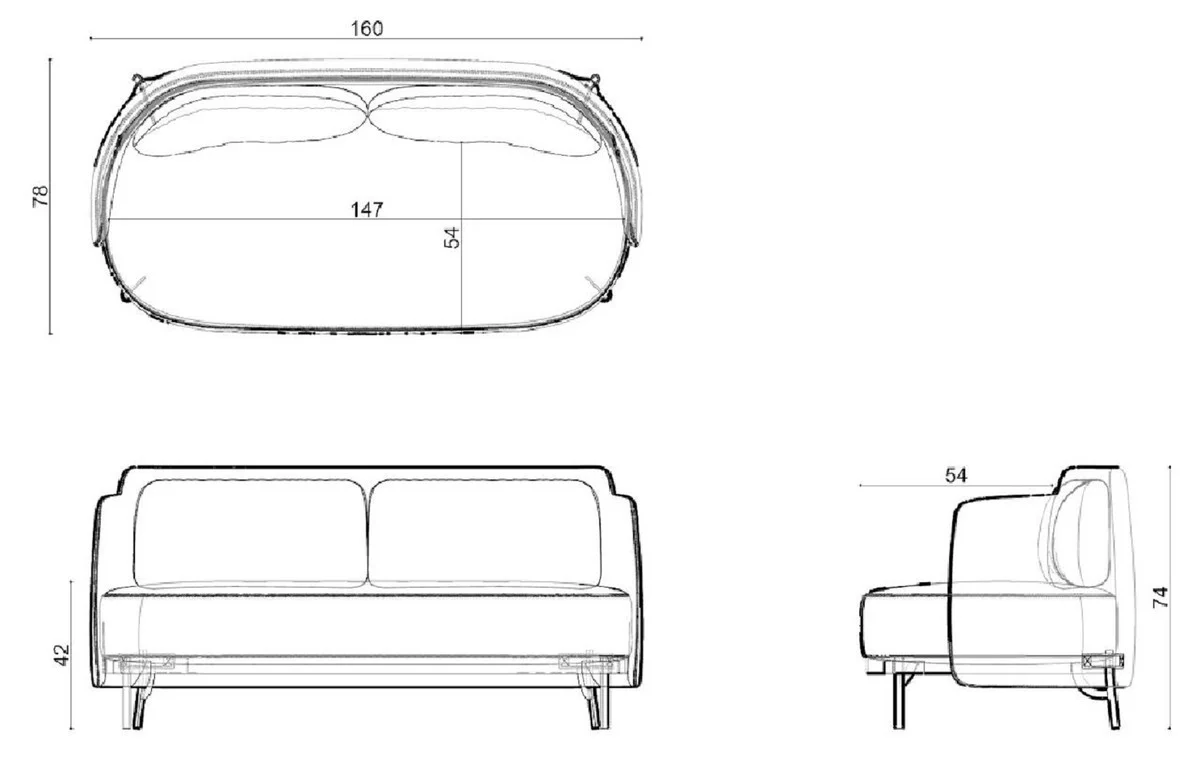 Casa Padrino sof¨¢ de lujo de 2 plazas verde / bronce 160 cm - Muebles de sal¨®n y hotel