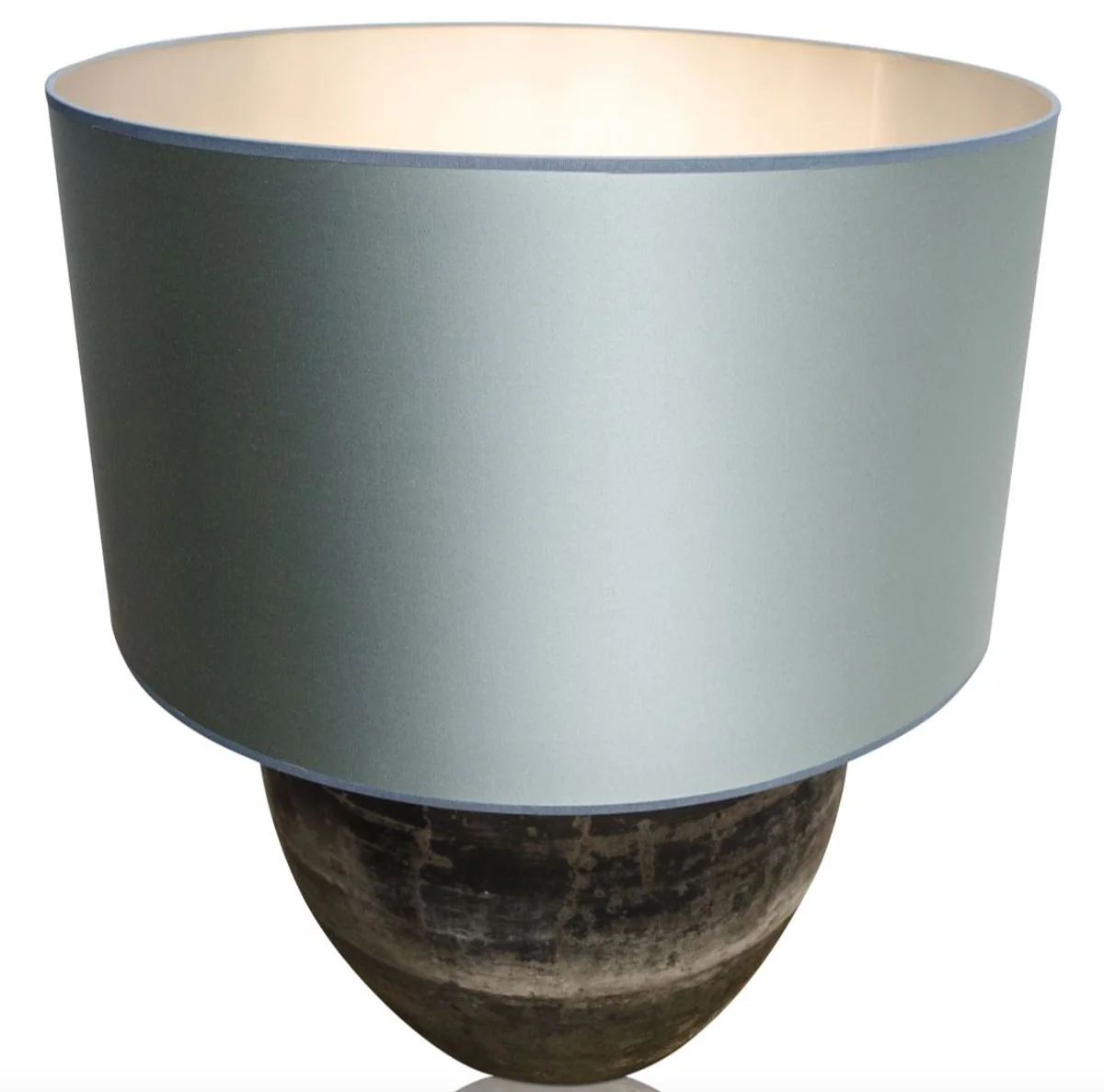 Casa Padrino lámpara de mesa de terracota de lujo gris / azul claro Ø 60 x H. 72 cm - Muebles de Lujo