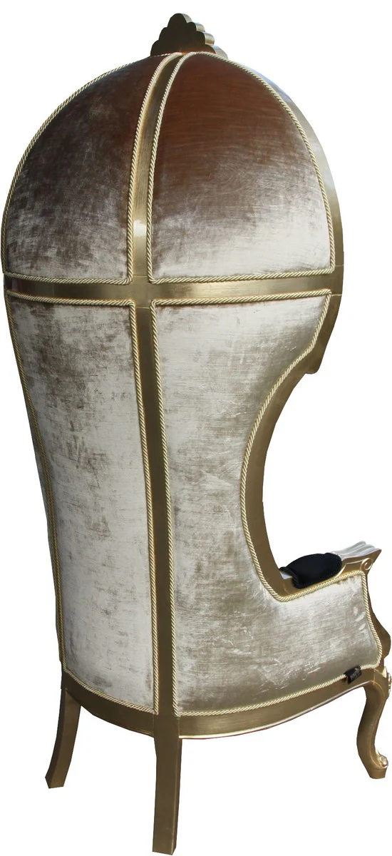 Pomp??s by Casa Padrino Luxury Balloon Silla barroca Isabelle Oro / Negro with glittering crown - Pomp??ser Baroque Butaca dise?ada por Harald Gl??ckler