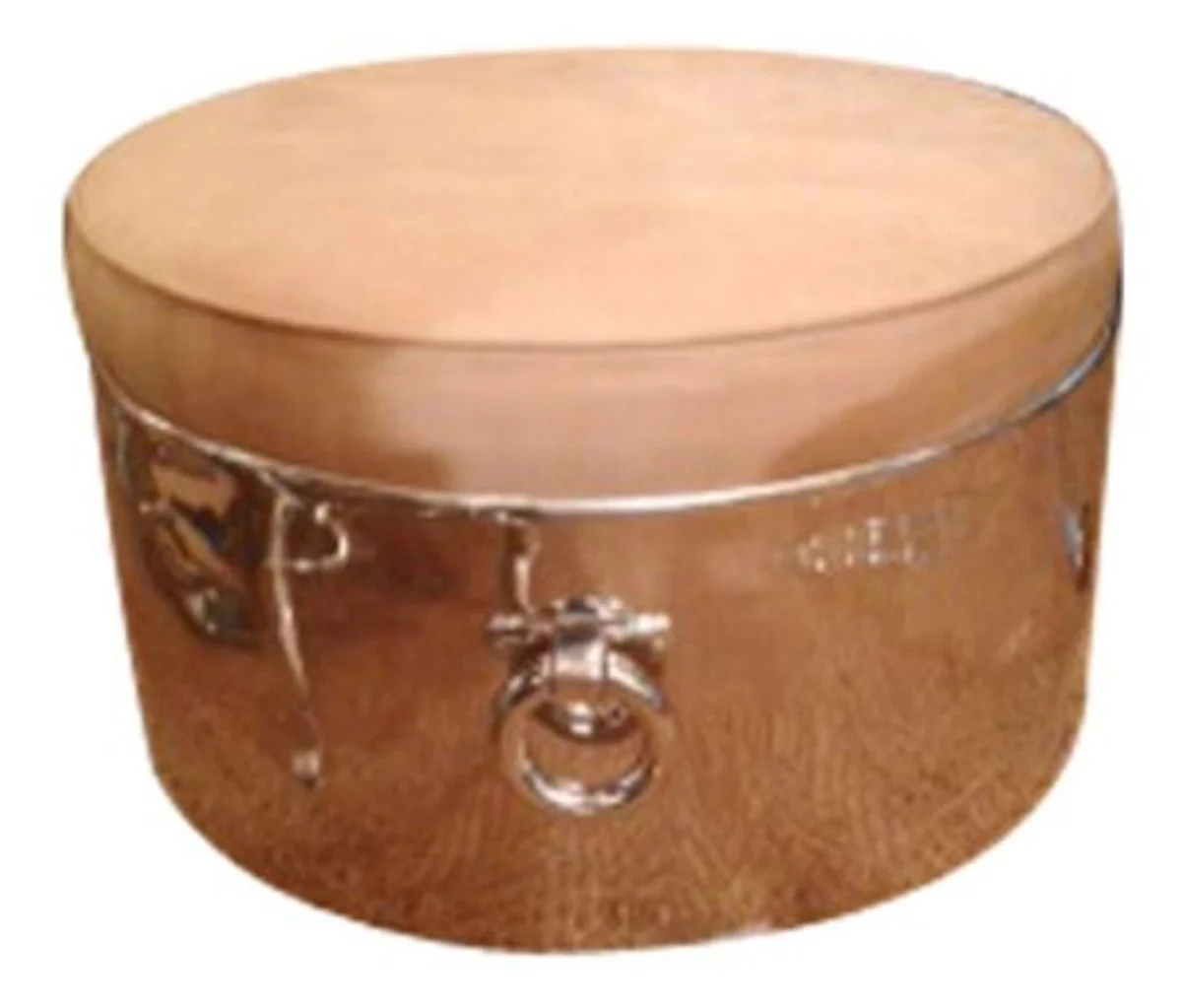 Casa Padrino taburete de lujo marrón claro / plateado Ø 83 x H. 41 cm - Taburete Redondo de Lujo