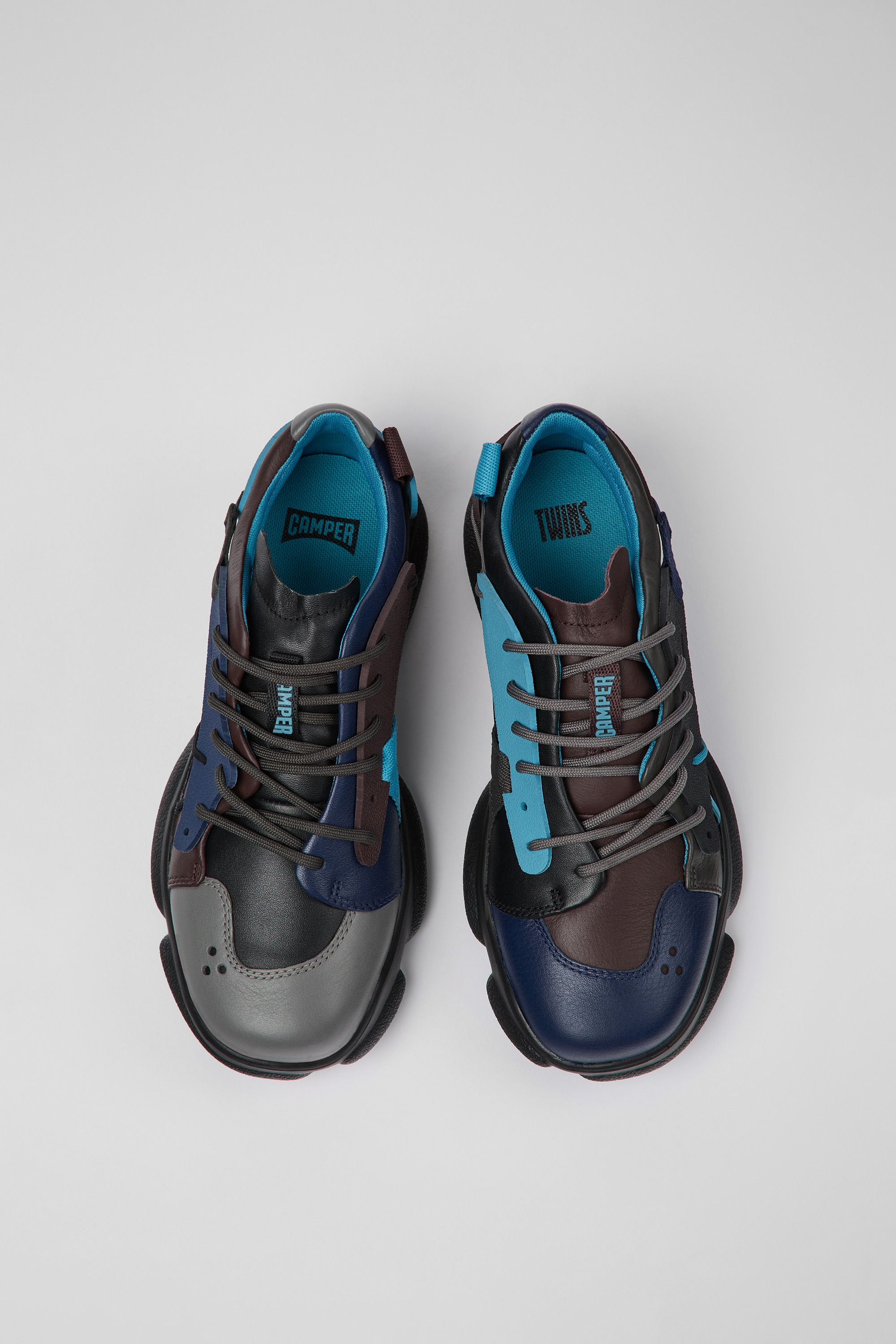 Twins - Multicolored leather and textile sneakers for women