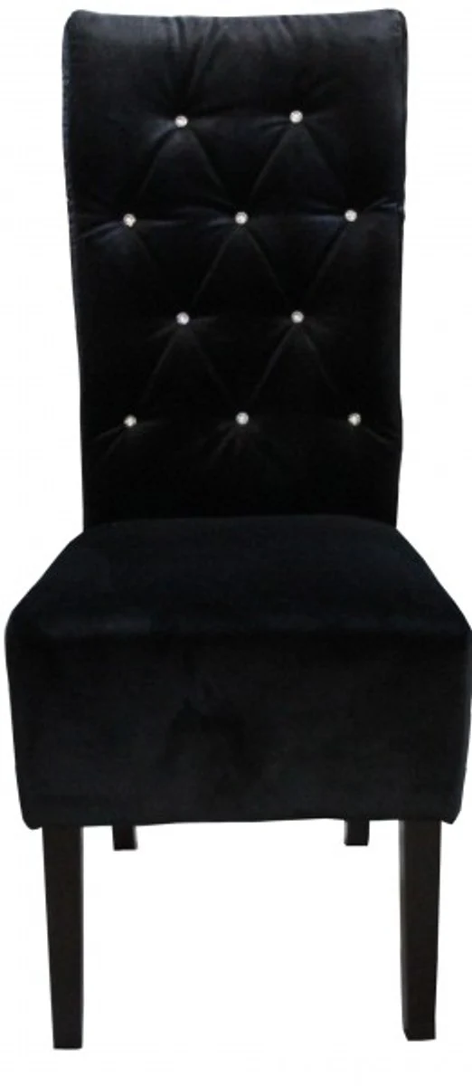 Casa Padrino Dise?ador Chesterfield silla de comedor Negro con pedrer¨ªa Bling Bling