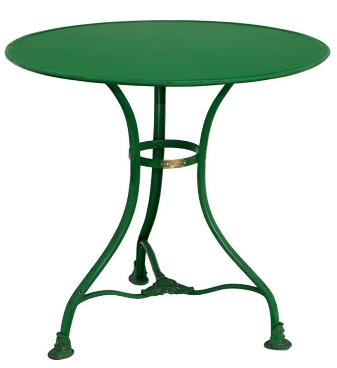 Casa Padrino mesa de jardín Art Nouveau verde Ø 60 x A. 70 cm - Mesa de hierro forjado hecha a mano - Muebles de jardín y patio de hierro forjado nostálgicos
