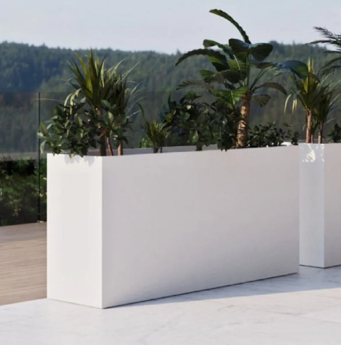 Casa Padrino maceta de lujo blanco mate 160 cm - Maceta rectangular