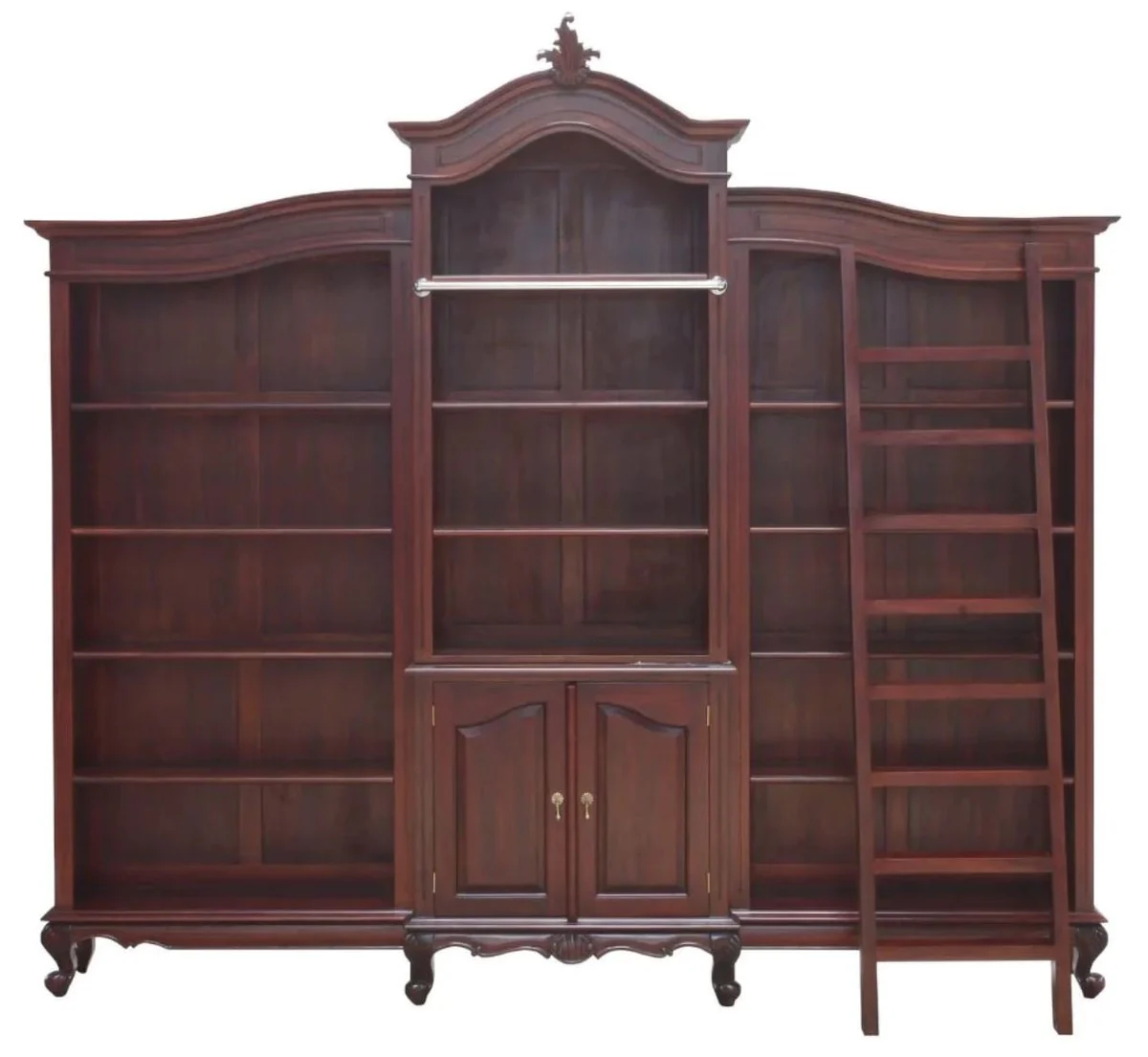 Casa Padrino armario de libros barroco de lujo de caoba marr¨®n oscuro 280 x 47 x A. 245 cm - Magn¨ªfico gabinete de estilo barroco con escalera - Muebles de oficina barrocos - Noble y magn¨ªfico