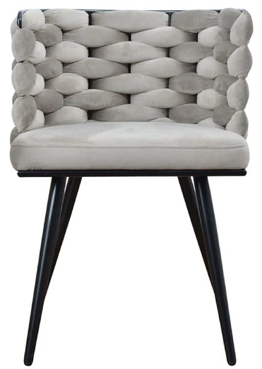 Casa Padrino conjunto de 6 sillas de comedor de lujo gris / negro 53 x 46 x A. 75 cm - Sillas de cocina de lujo - Muebles de comedor - Muebles de cocina - Muebles de lujo - Interiores de lujo