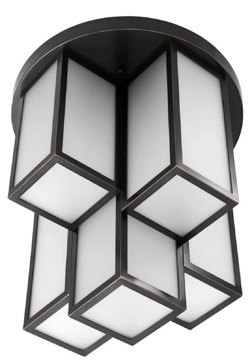 Casa Padrino lámpara de techo de lujo bronce / blanco Ø 50 x H. 53,5 cm - Calidad de Lujo