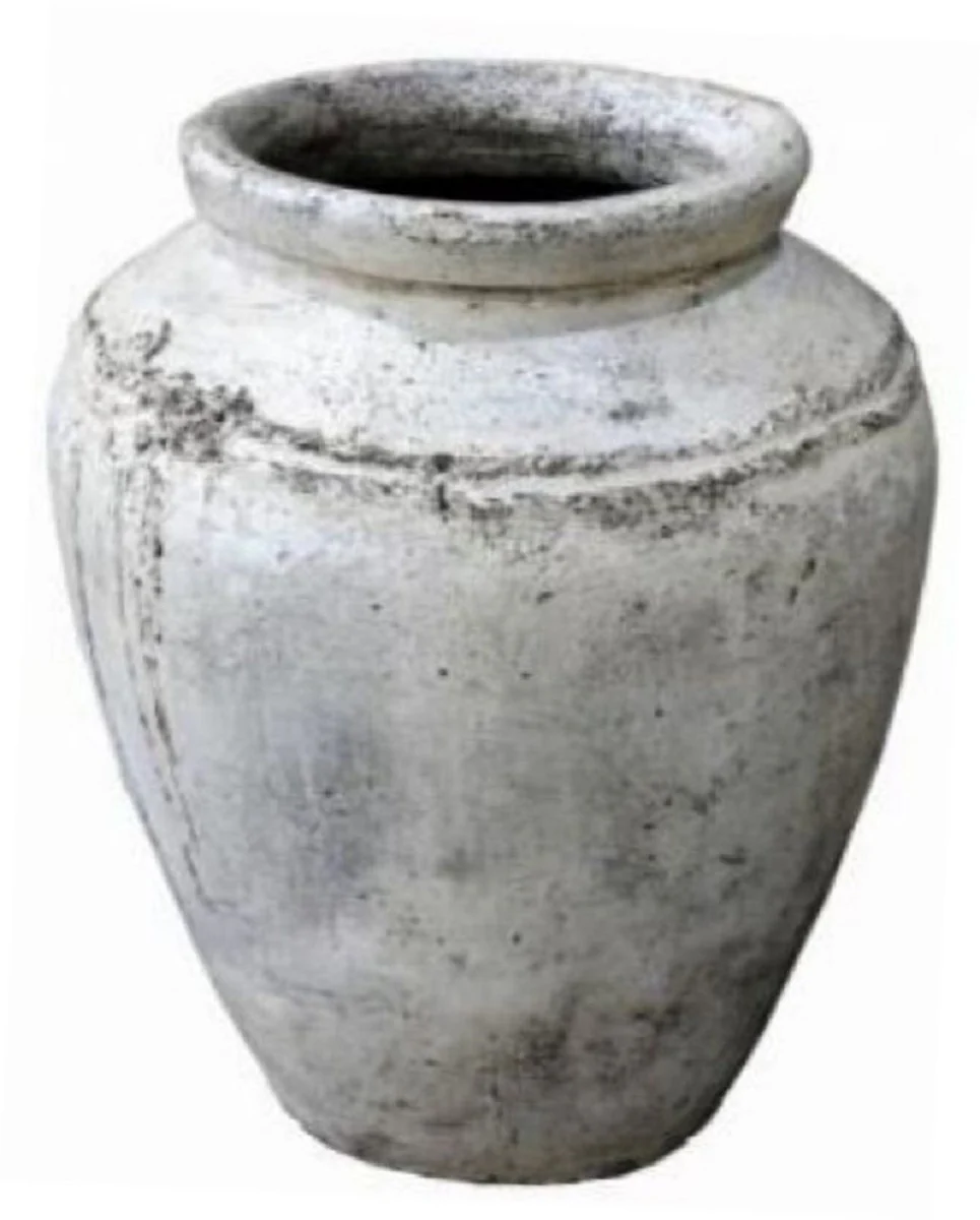 Casa Padrino jarr¨®n de terracota barroco de lujo blanco antiguo ? 80 x A. 117 cm - Florero de estilo antiguo hecho a mano - Maceta - Accesorios decorativos barrocos - Decoraci¨®n de jard¨ªn barroco