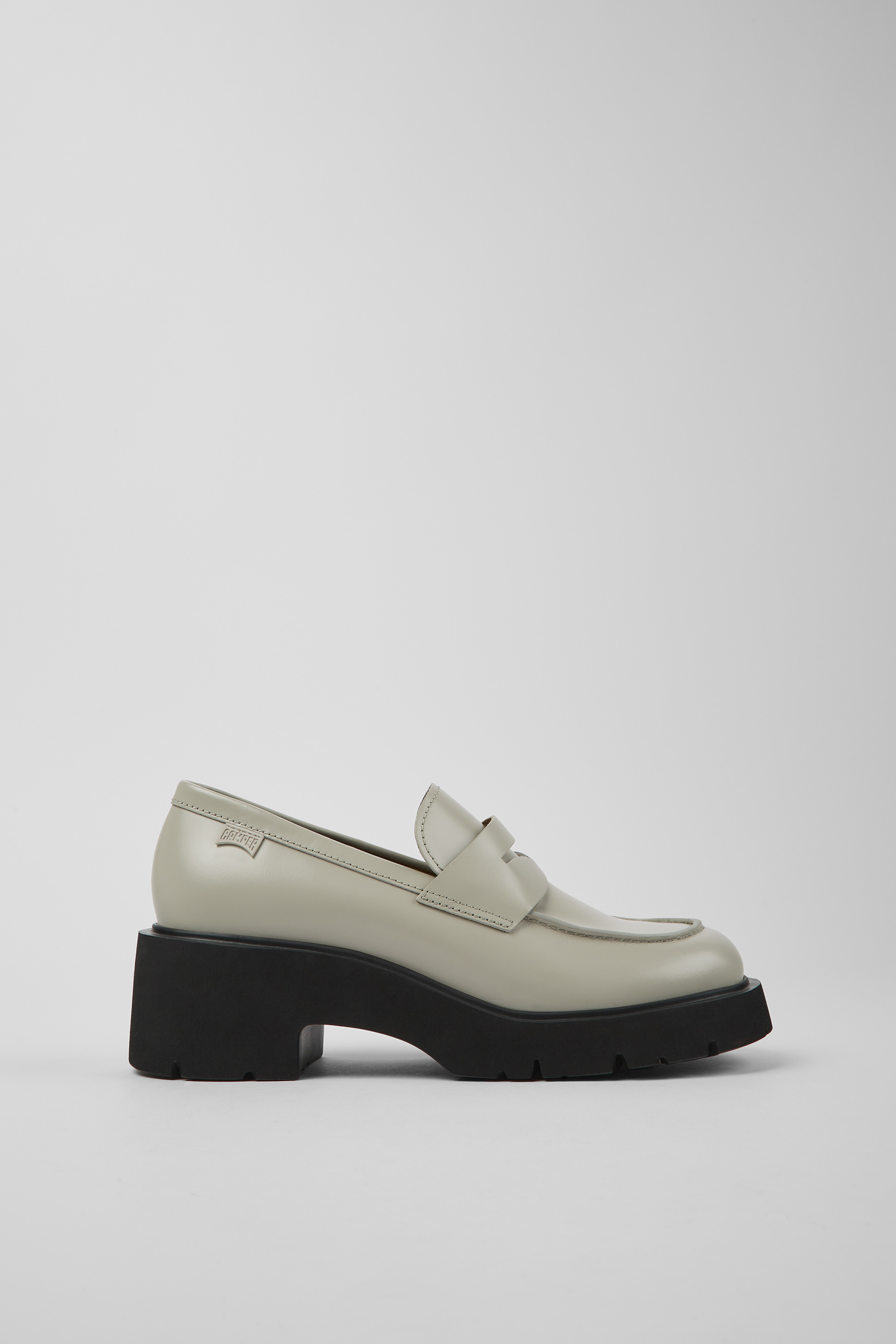 Milah - Gray leather loafers for women