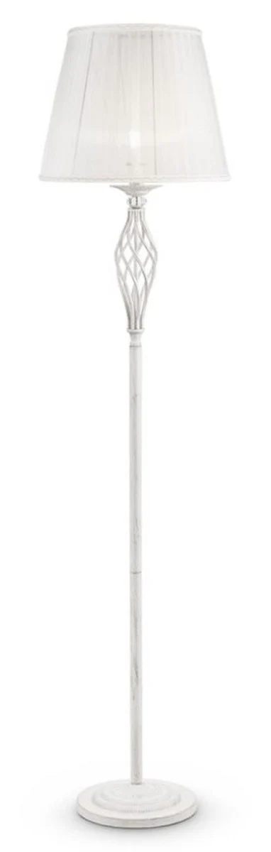 Casa Padrino lámpara de pie barroco blanco / oro Ø 38 x A. 165 cm - Lámpara de pie de metal de estilo barroco con pantalla redonda - Luces barrocos - Noble y magnífica